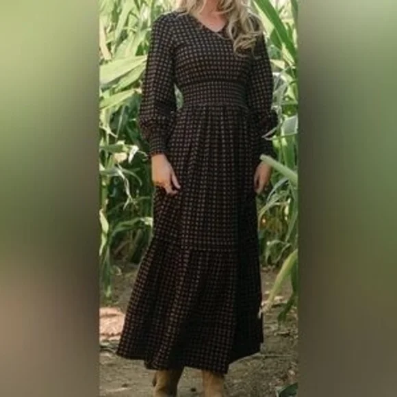 Downeast Gingham Check Cottagecore Maxi Dress Medium - Picture 2 of 6